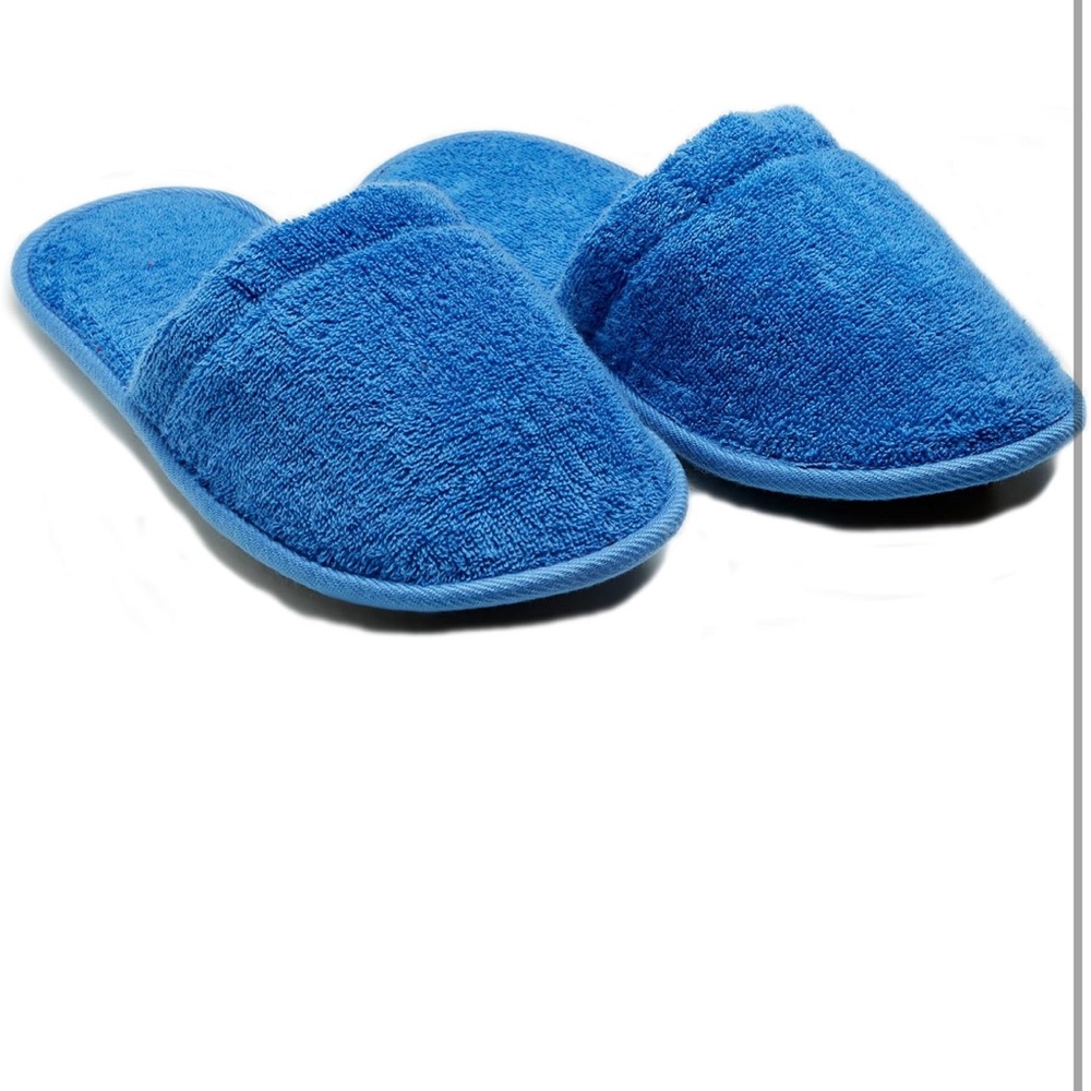 Blue Turkish Cotton Terrycloth Slippers